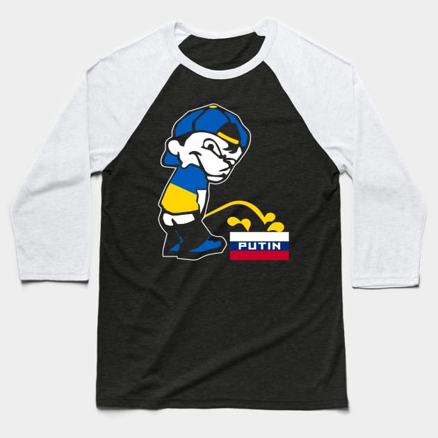 Ukraine Piss On Putin Baseball T-Shirt by EthosWear